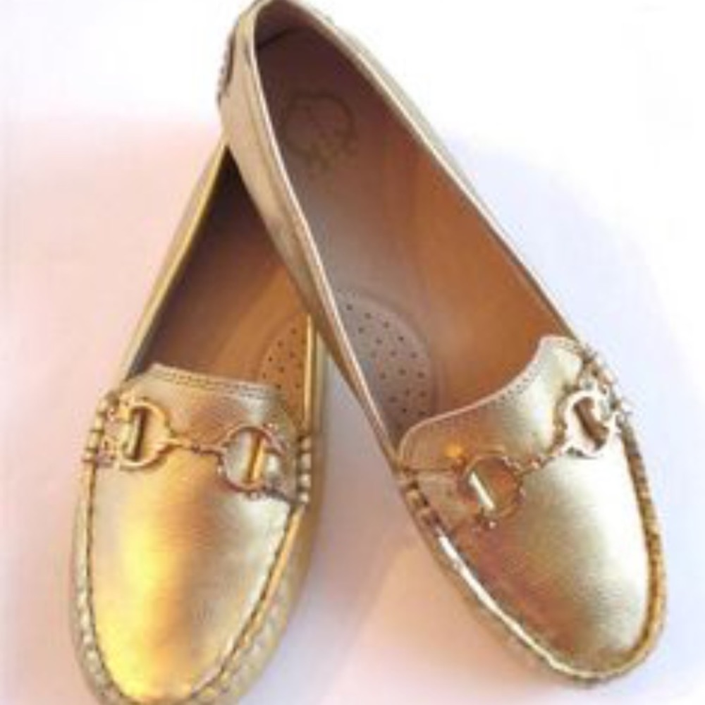 Metallic Gold Driving Shoe